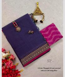 Sapphire Blue and Pink narayanapet cotton sarees with Jari Border design