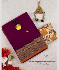 Crimson and Orange narayanapet cotton sarees with Jari Border design