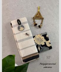 Half White and Black narayanapet cotton sarees with Jari Border design