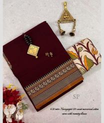 Maroon and Cream narayanapet cotton sarees with Jari Border design