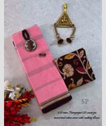 Rose Pink and Black narayanapet cotton sarees with Jari Border design