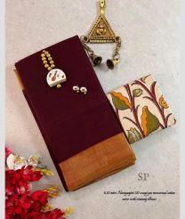 Maroon and Orange narayanapet cotton sarees with Jari Border design