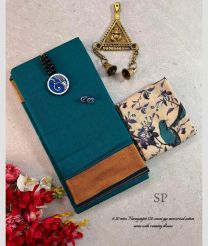Blue Ivy and Cream narayanapet cotton sarees with Jari Border design
