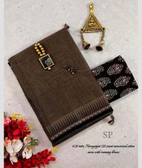 Coffee and Black narayanapet cotton sarees with Jari Border design