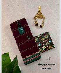 Maroon and Green narayanapet cotton sarees with Jari Border design