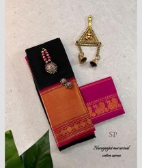 Black and Pink narayanapet cotton sarees with Jari Border design