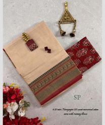 Cream and Red narayanapet cotton sarees with Jari Border design