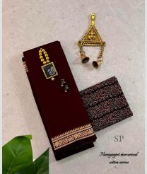 Dark Chocolate and Black narayanapet cotton sarees with Jari Border design