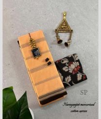 Lite Peach and Black narayanapet cotton sarees with Jari Border design
