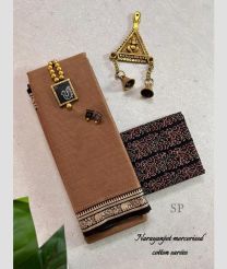 Brown and Black narayanapet cotton sarees with Jari Border design
