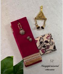 Crimson and Cream narayanapet cotton sarees with Jari Border design