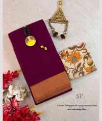 Magenta and Cream narayanapet cotton sarees with Jari Border design