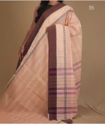 Cream and Brown narayanapet cotton sarees with All over Checks design