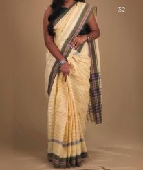Cream and Olive narayanapet cotton sarees with All over Checks design