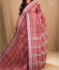 Pastel Rose and White narayanapet cotton sarees with All over Checks design