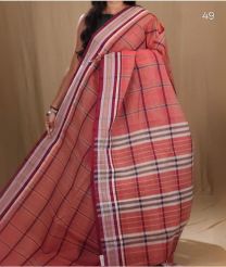 Pastel Rose and Maroon narayanapet cotton sarees with All over Checks design