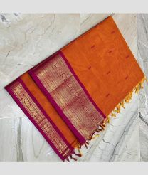 Orange and Pink narayanapet cotton sarees with Jari Border design