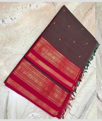 Chocolate and Pink narayanapet cotton sarees with Jari Border design