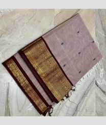 Lite Lavender and Chocolate narayanapet cotton sarees with Jari Border design
