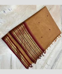 Brown and Crimson narayanapet cotton sarees with Jari Border design