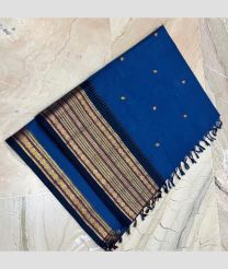 Blue and Black narayanapet cotton sarees with Jari Border design