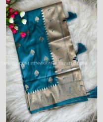 Blue Jay and Golden paithani sarees with All over Buttas design - PTNS0005549
