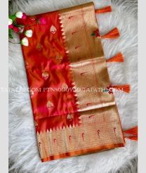 Crimson and Golden paithani sarees with All over Buttas design - PTNS0005550