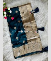 Dark Teal and Golden paithani sarees with All over Buttas design - PTNS0005552