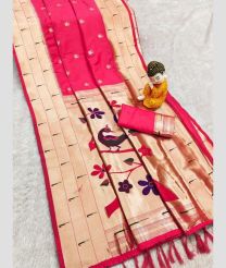 Pink and Cream paithani sarees with All over Buttas design