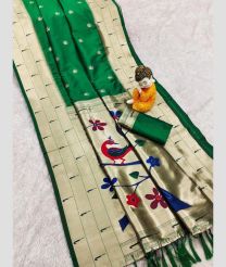 Green and Fern Green paithani sarees with All over Buttas design