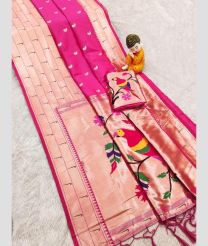 Pink and Lite Peach paithani sarees with All over Buttas design