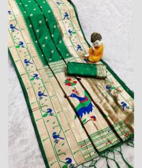Green and Lite Green paithani sarees with All over Buttas design