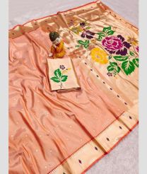 Copper and Golden paithani sarees with Paithani Border design