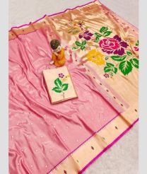 Rose Pinka nd Golden paithani sarees with Paithani Border design