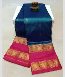 blue colour paithani sarees with All over Buttas design
