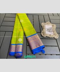 Mehndi Green with Aqua Blue Border color paithani pure silk handloom saree with contrasts blouse with butta design