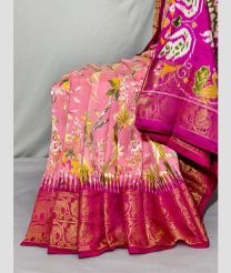 Rose Pink and Pink pochampally ikkat pure silk sarees with All over Printed design