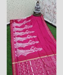 Pink and White pochampally ikkat pure silk sarees with Golla Bamma design