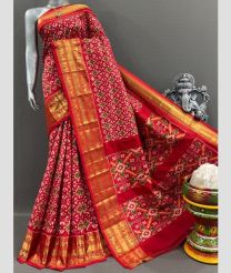 Pink and Golden pochampally ikkat pure silk sarees with Kanchi Border design