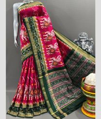 Pink and Pine Green pochampally ikkat pure silk sarees with Kanchi Border design