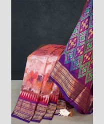 Baby Pink and Magenta pochampally ikkat pure silk sarees with All over Digital Printed design