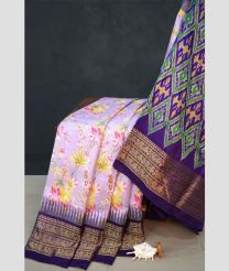 Baby Pink and Purple pochampally ikkat pure silk sarees with All over Digital Printed design