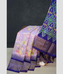 Baby Pink and Navy Blue pochampally ikkat pure silk sarees with All over Digital Printed design