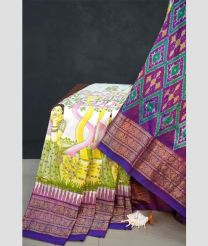 Cream and Magenta pochampally ikkat pure silk sarees with All over Digital Printed design