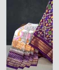 Grey and Magenta pochampally ikkat pure silk sarees with All over Digital Printed design