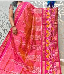 Coral Pink and Pink pochampally ikkat pure silk sarees with All over Ikkat design