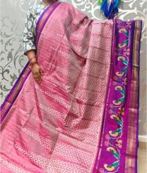 Baby Pink and Magenta pochampally ikkat pure silk sarees with All over Ikkat design
