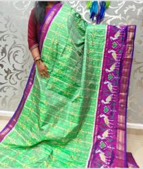 Pista and Magenta pochampally ikkat pure silk sarees with All over Ikkat design
