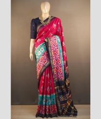 Pink and Blue Jay pochampally ikkat pure silk sarees with Pochampally Border design