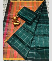 Bean Red and Dark Teal pochampally ikkat pure silk sarees with All over Checks design